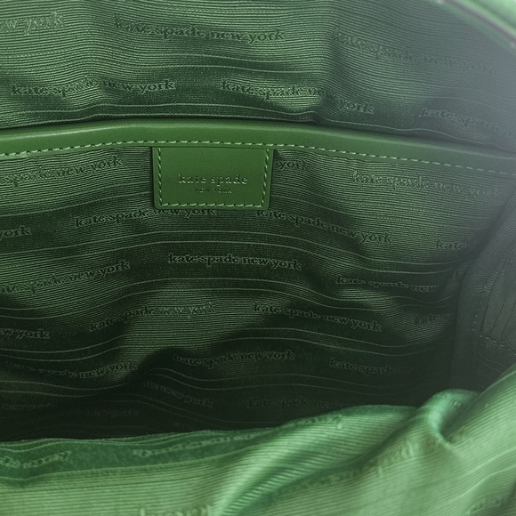 Kate Spade NWT Sam Icon Gingham Small Backpack w/ Leather Trim- Candy Grass - Picture 8 of 10